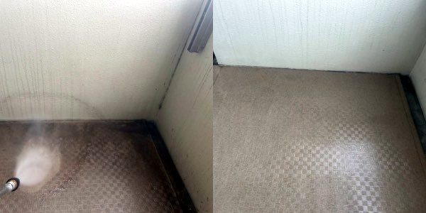 フロアメンテナンス 洗浄前と洗浄後